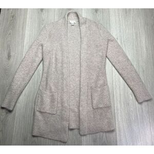 Kenar Sweater Small Beige Cardigan Angora Open Textured Neutral Luxury Soft Cozy